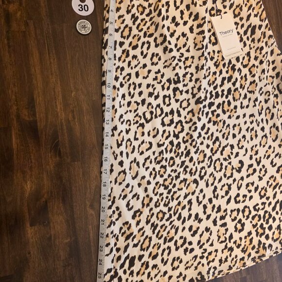 Theory Slip Skirt Women's Small Classic Leopard Print Midi Silk Feel N0105307 - Picture 2 of 10